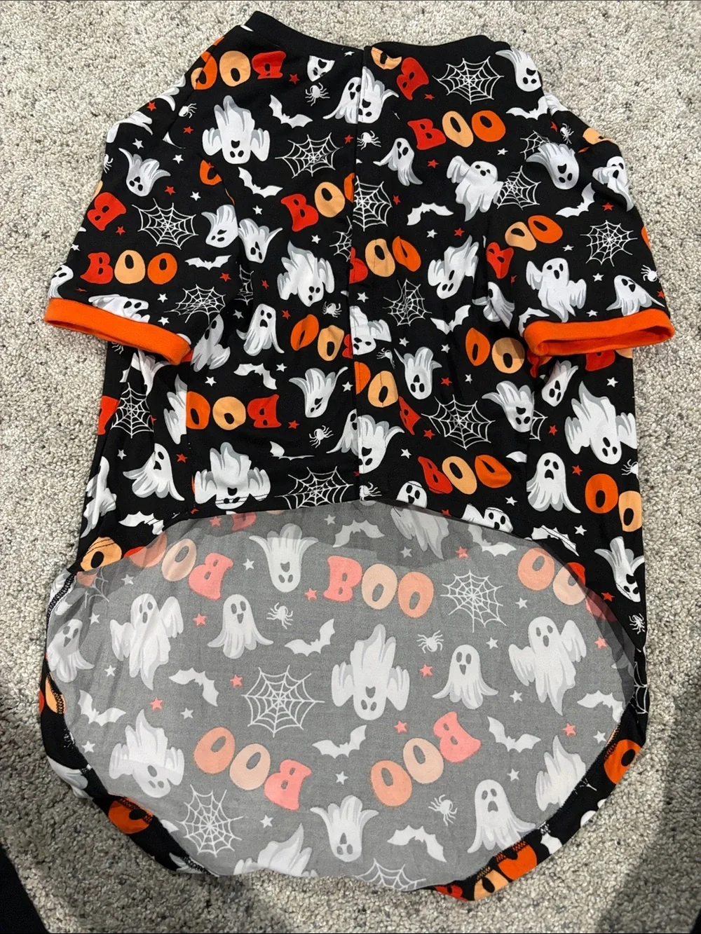Halloween 'Boo' Ghost Dog Tee - Black & Orange